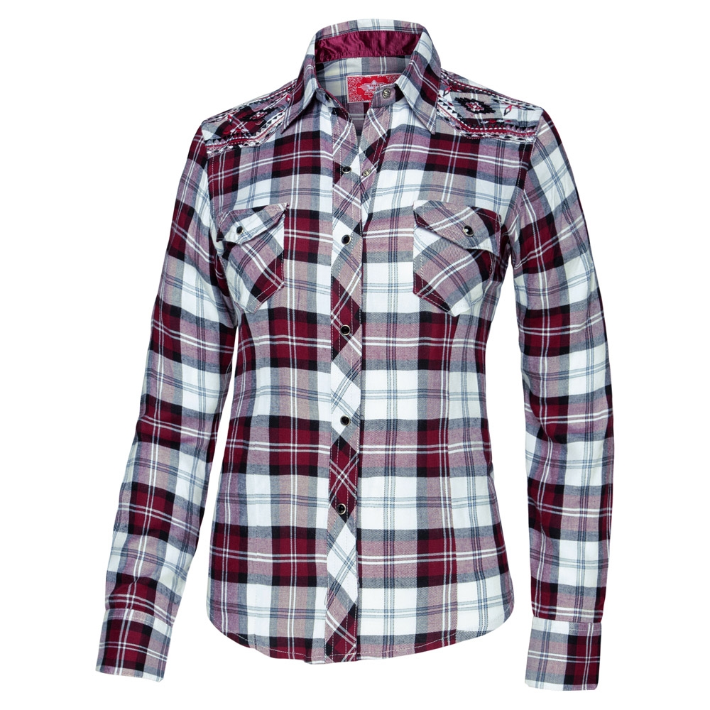 Westernbluse Pasadena rot langarm