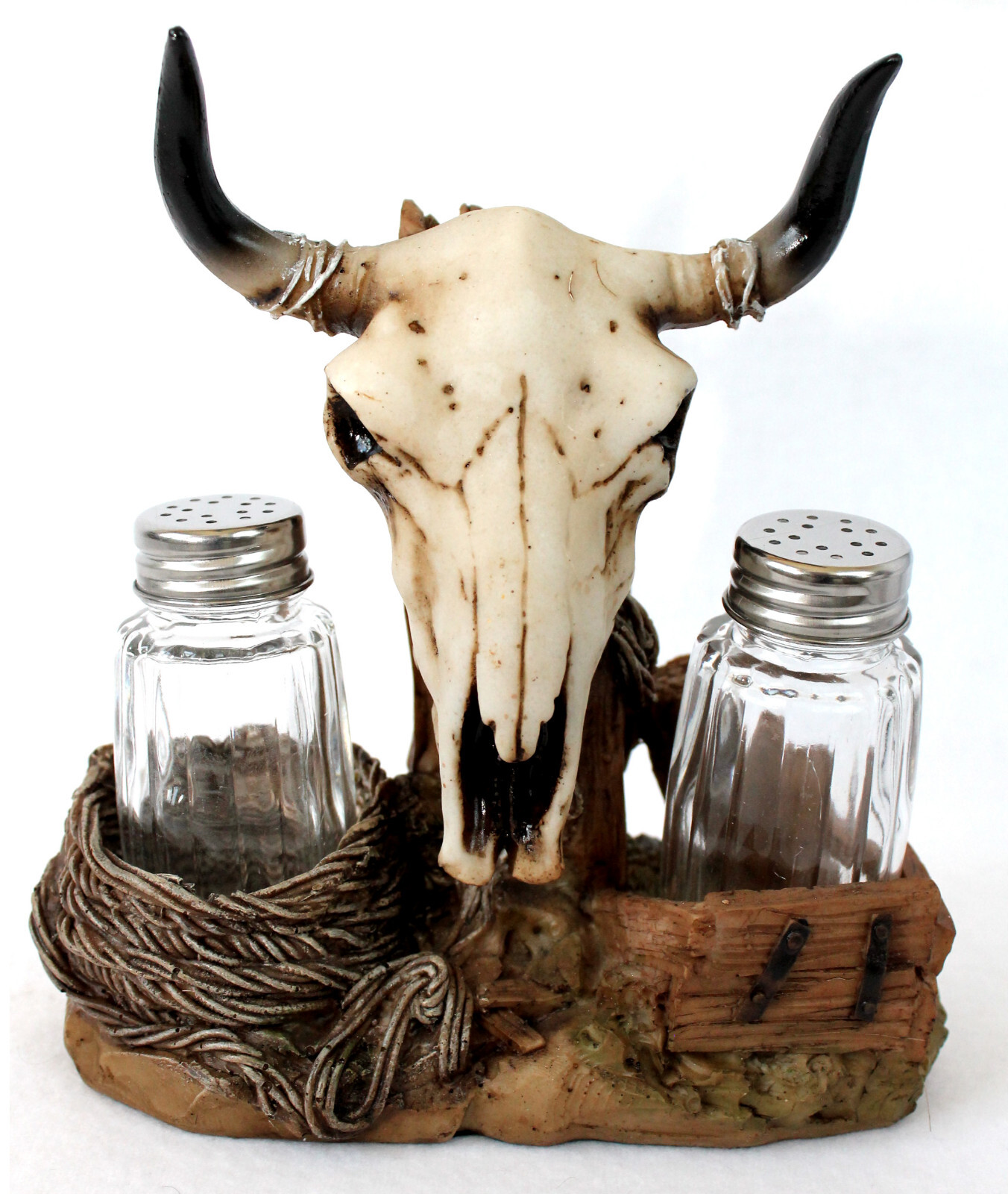 Salz u.Pfefferset Bullenschädel, Glasstreuer