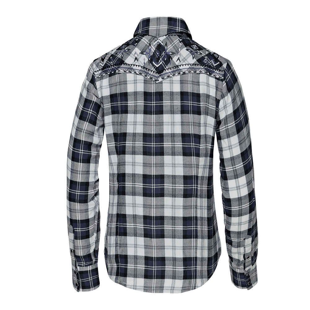 Westernbluse Pasadena blau langarm