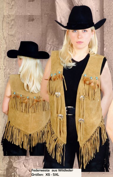 Federweste aus Wildleder beige W 28733