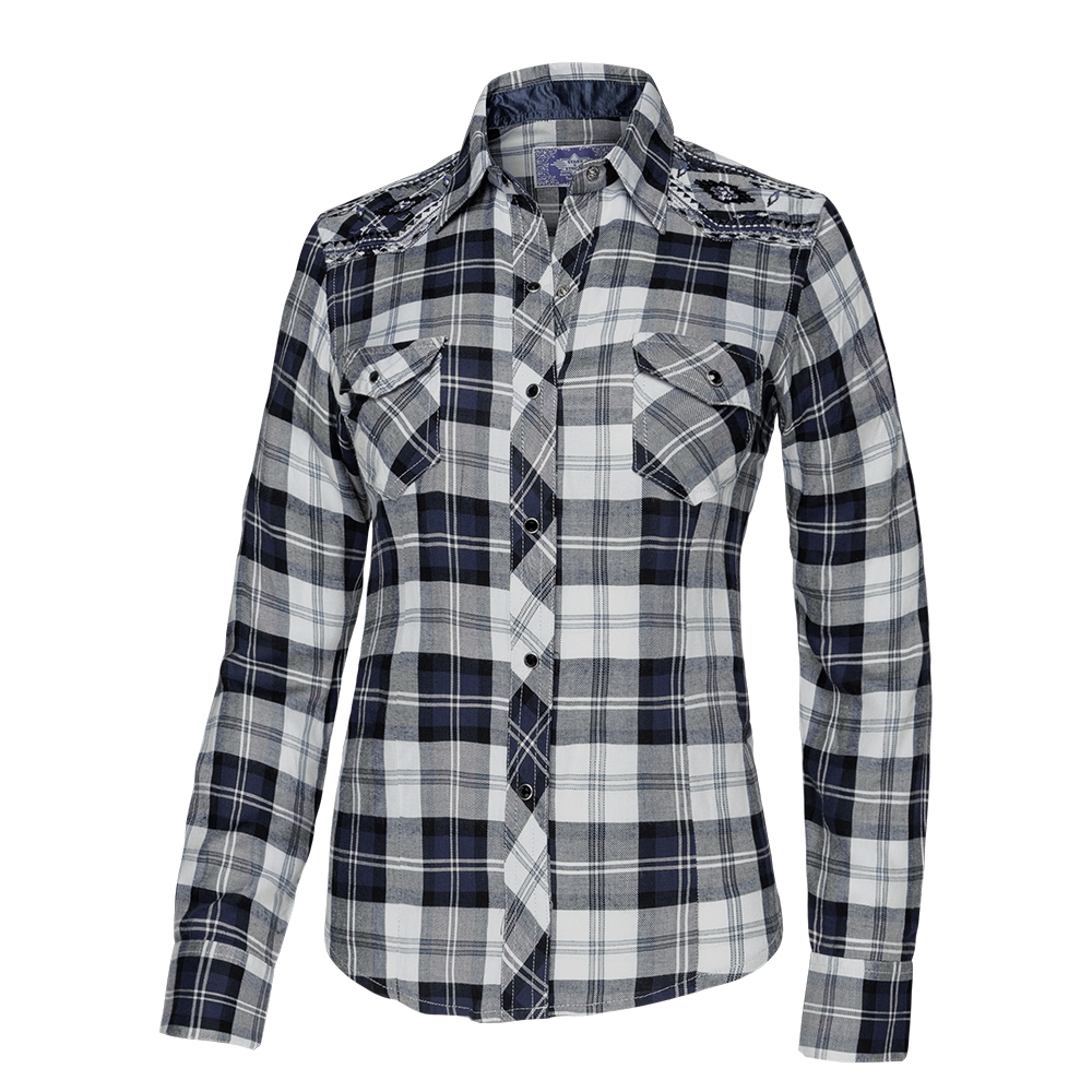 Westernbluse Pasadena blau langarm